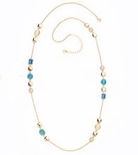 Collana in catena rolò in brass dorato intervallata da cristalli zaffiro