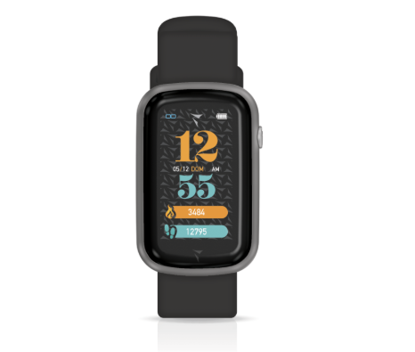 Smartwatch Steps Cassa Silver Cinturino Silicone Nero